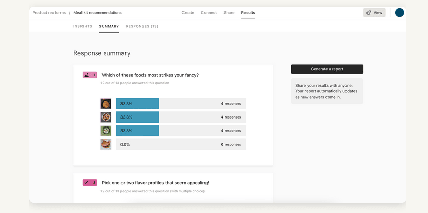 typeform to snowflake: create a report